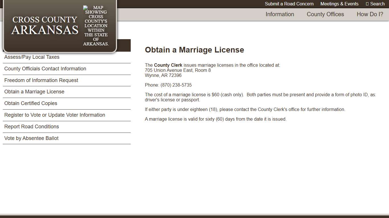 Obtain a Marriage License - Cross County AR Government
